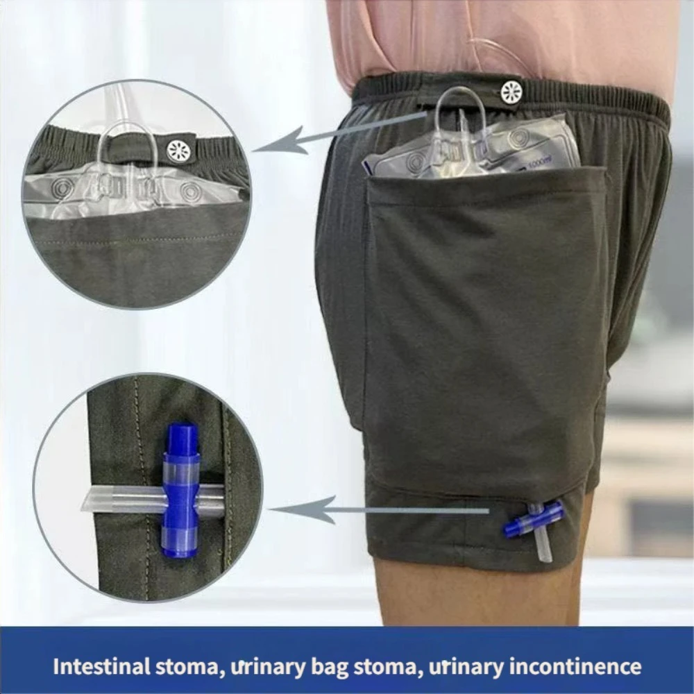 

Portable Wearable Urine Bag Patient's Incontinence Pants Profession Double Pocket Design Drainage Bags for Elderly Stoma Healthy
