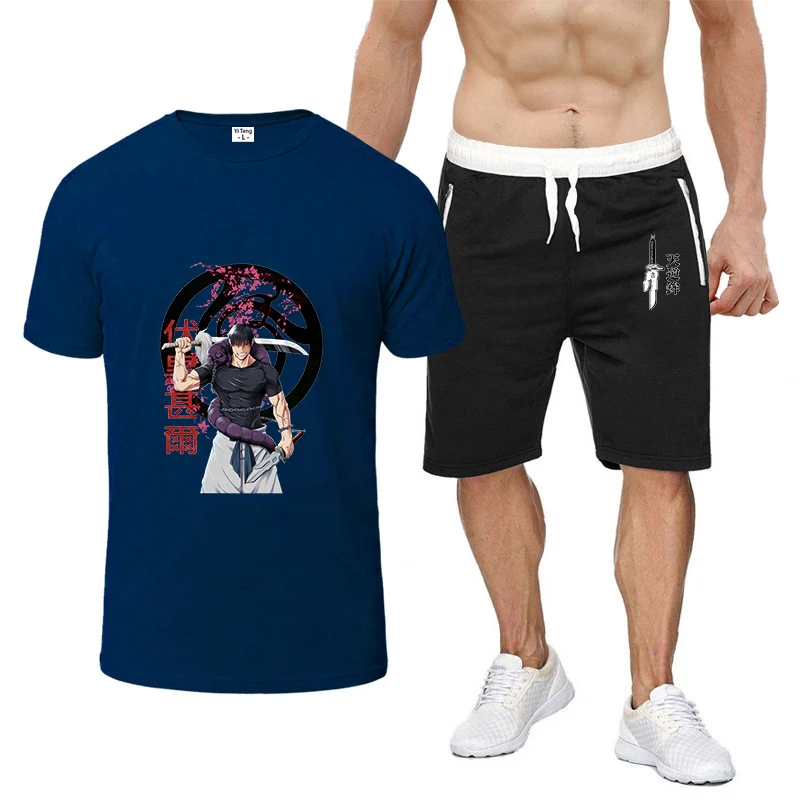 

Fushiguro Toji Jujutsu Kaisen Pure Cotton Summer High-end Brand Fashionable Style Half Sleeved Breathable T-shirt Pants Suits