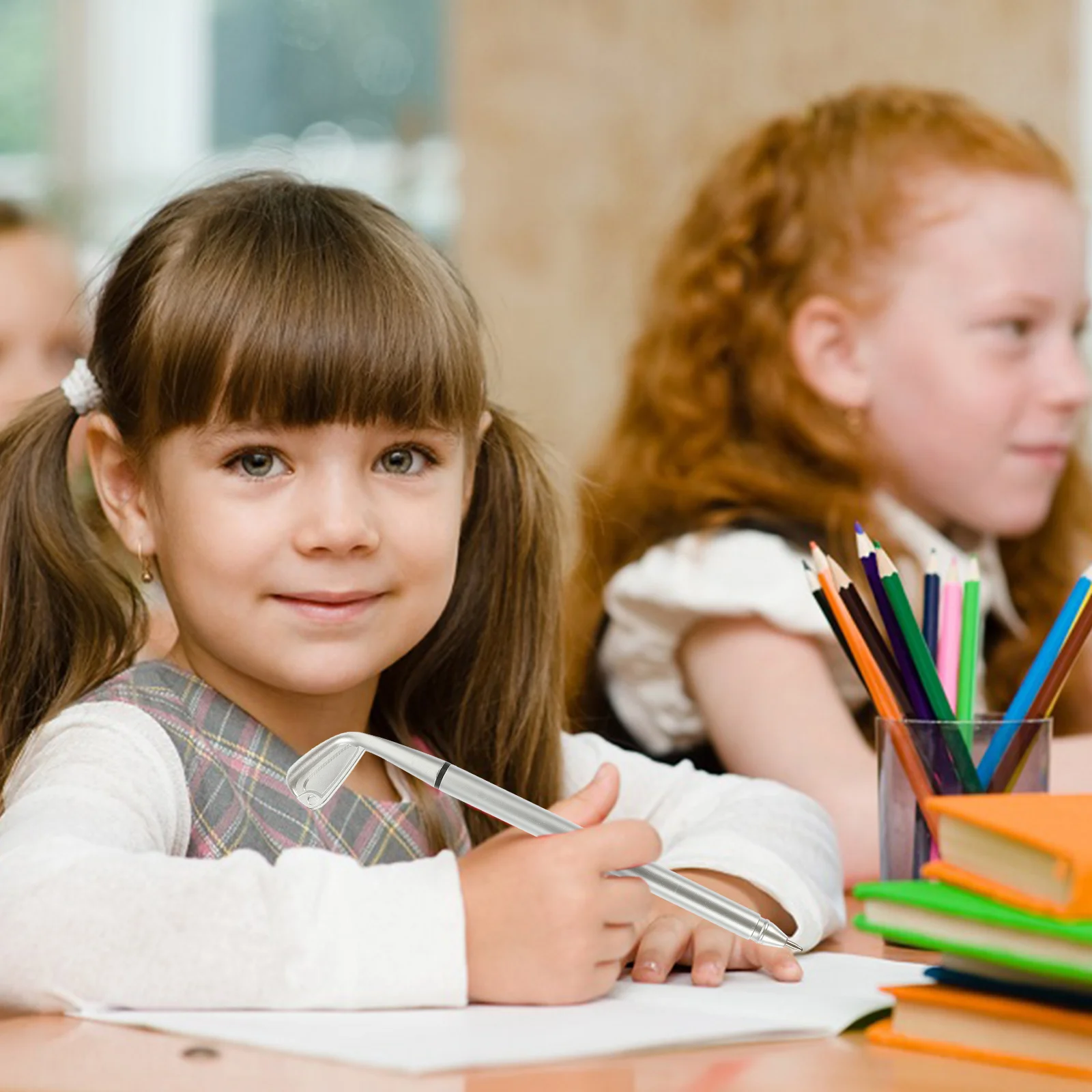 

6pcs Metal Golfing Ballpoint Pen Miniature Club Novelty Gift For Men Women Office Desk Stationery Supplies Decor