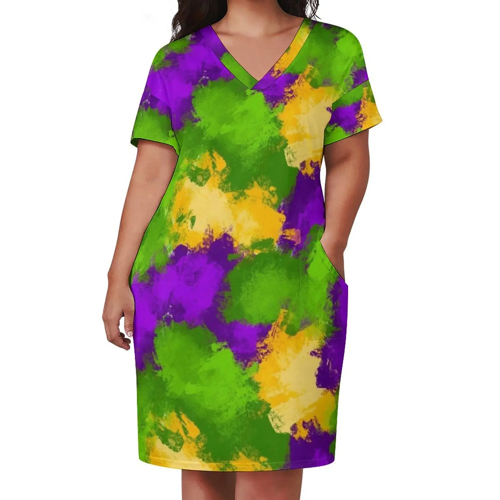 Mardi Gras Splash Loose Pocket Dress prom dress women