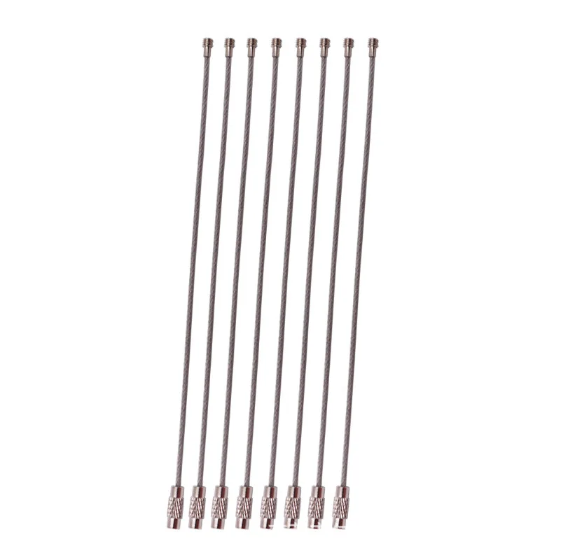 10pcs Wire Rope Key Chain Stainless Steel Wire Keychain Flashlight Carabiner Cable Key Ring Luggage Tag Screw Lock Gadget