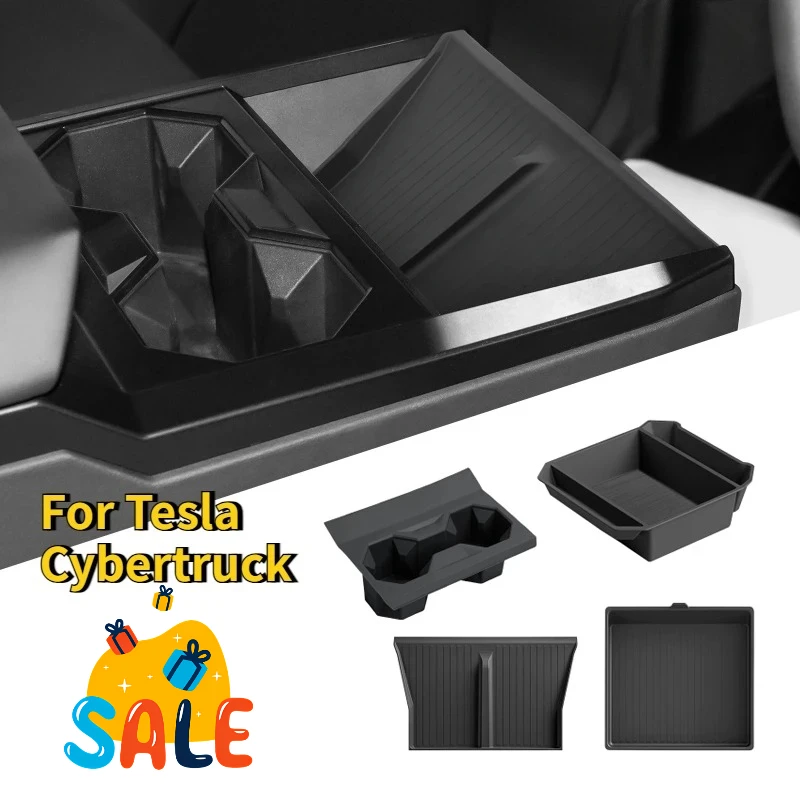 

Для Tesla Cybertruck 2024, держатель для чашки на центральной консоли, коврик для беспроводной зарядки, органайзер, лоток для хранения, аксессуары для салона автомобиля