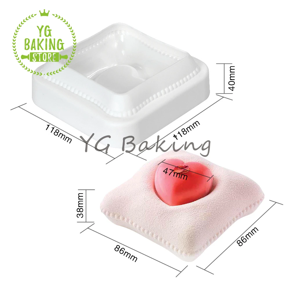 Dorica New Arrival Pillow Love Heart Silicone Mousse Mold Diy Soap Mould Cake Decorating Tools Kitchen Bakeware Cake Design