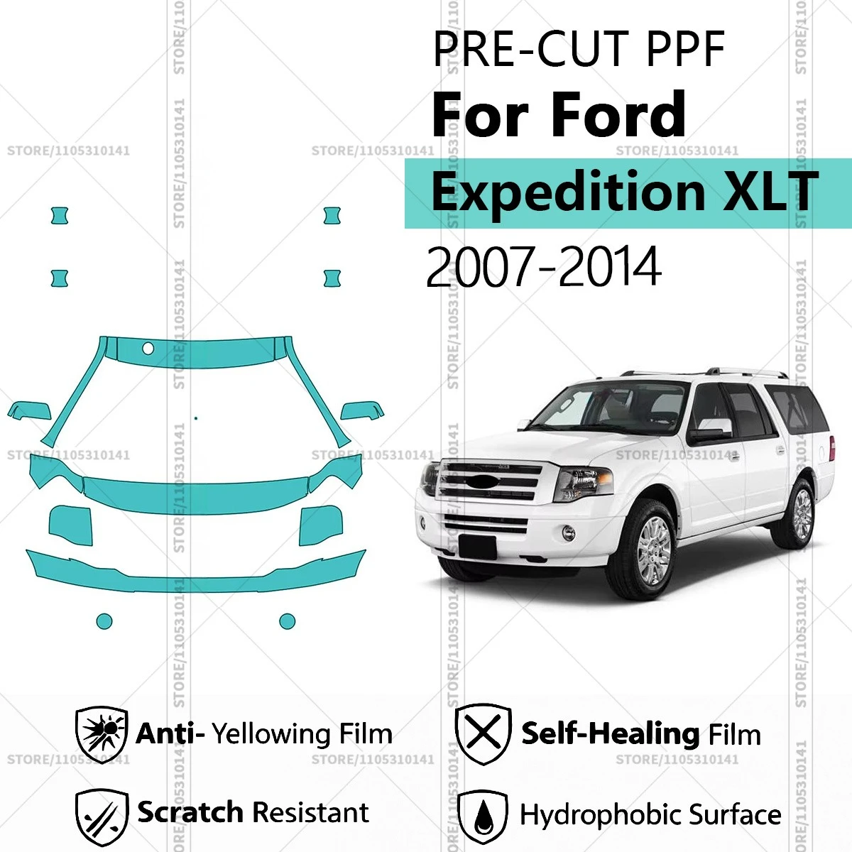 

For Ford Expedition XLT 2007-2014 Pre-Cut Paint Protection Film PPF Transparent Car Film Professional Automotive PPF Front Kit