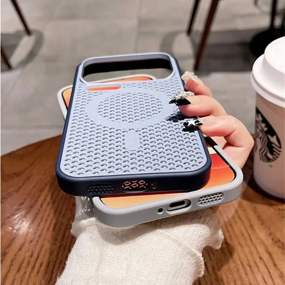 Magnetic Cooling Honeycomb Heat Dissipation Hit Color Case For Xiaomi Mi 13 14 15 17 Pro Max Mi17 Shockproof Cover For Magsafe view 6
