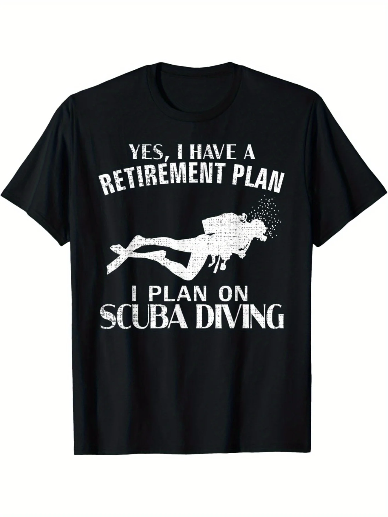 

Scuba Diving Retirement Plan Funny Graphic Tee Breathable Cotton Short Sleeve T-Shirt for Men