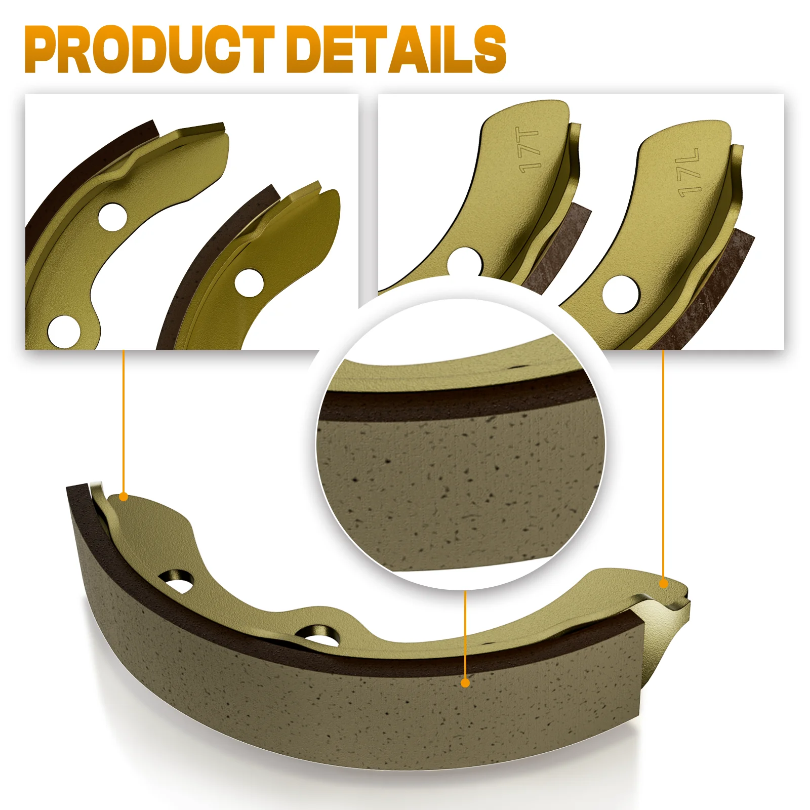 브레이크 슈 (4 개 세트), 클럽 카 1995-up DS & 프리시던트 골프 카트 OEM #1018232-01 101823201
