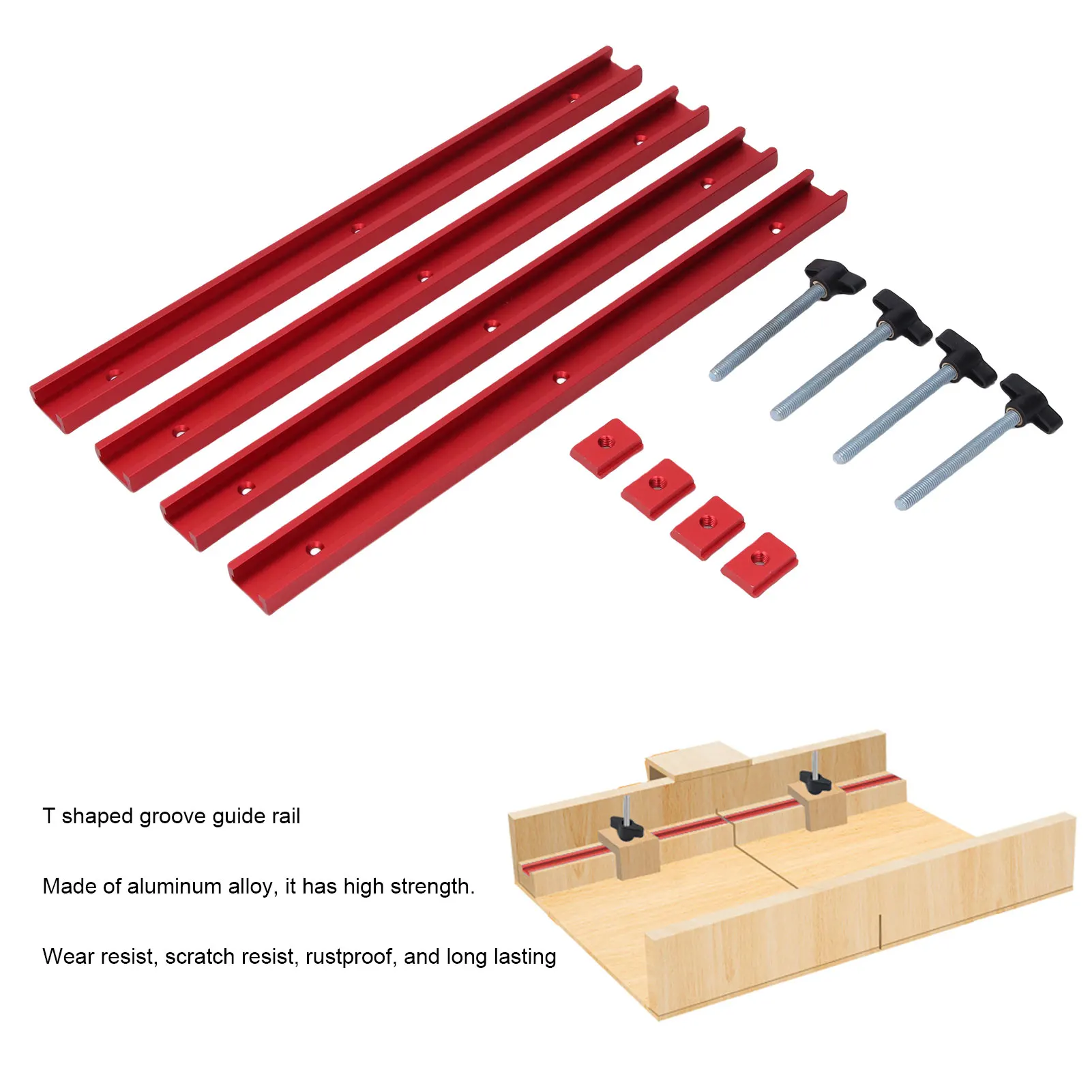 T Slot and M8 Slider Block Set Alloy Double Cut Profile Pre Drilled Mounting Holes T Track 400mm for Woodworking Projects