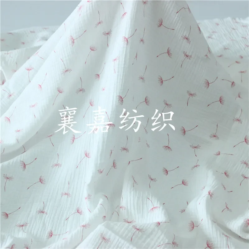 135cm X50cm High Quality Soft Thin Double Crepe Hedgehog Texture Pink Dandelion Cotton Fabric, Making Shirt Underwear Cloth