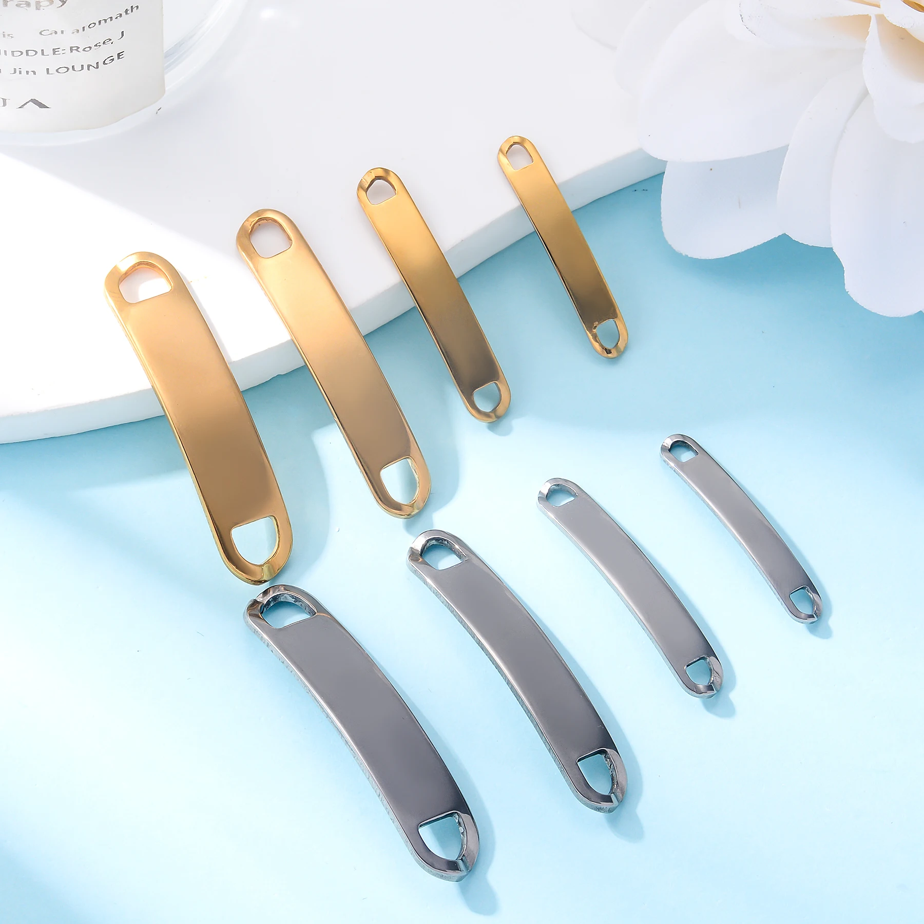 6 Stück/Packung Edelstahl ID Blank Armbandanhänger DIY Armbandverbinder Schmuckzubehör – Detail 4