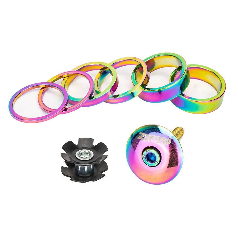 High Quality 28.6mm Bicycle Headset Spacer Aluminum Alloy Durable Bike Fork Steerer Tube Star Nut Stem Top Cap Stainless Washer
