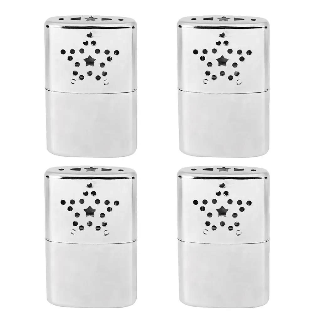 4pcs Stainless Steel Reusable Hand Warmers Heaters With Silver