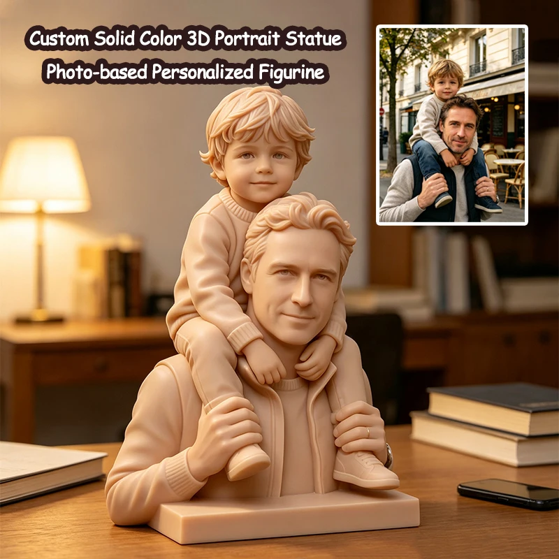 Custom 3D Printed Portrait Statue Personalized Family Figurine Photo Custom Father Child Bust Sculpture Memorial Keepsake Gift