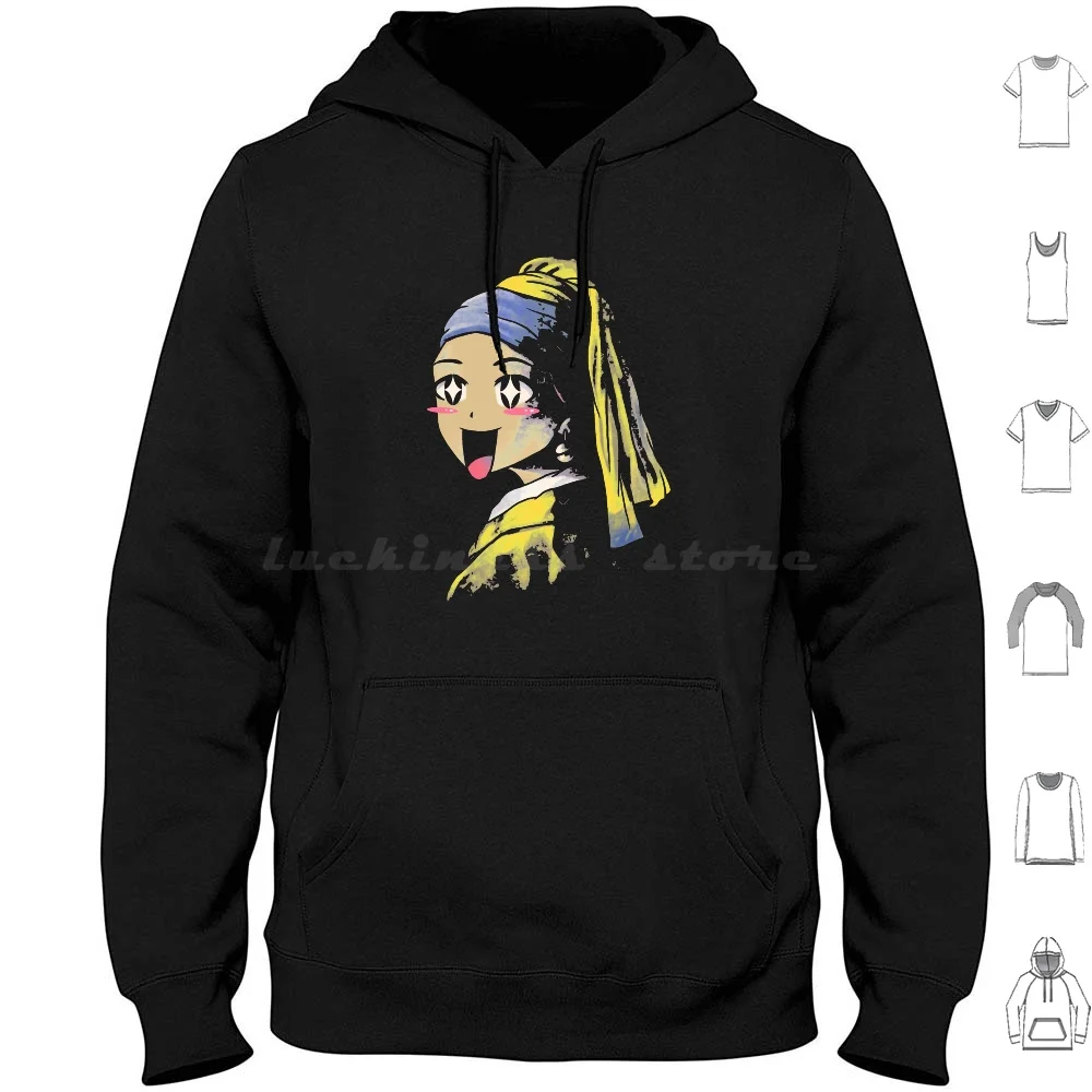 Kawaii With A Pearl Earring Hoodies Long Sleeve Kawaii Kawaii Cute Cute Kawaii Bubble Gum Cute Cuteness Adorable