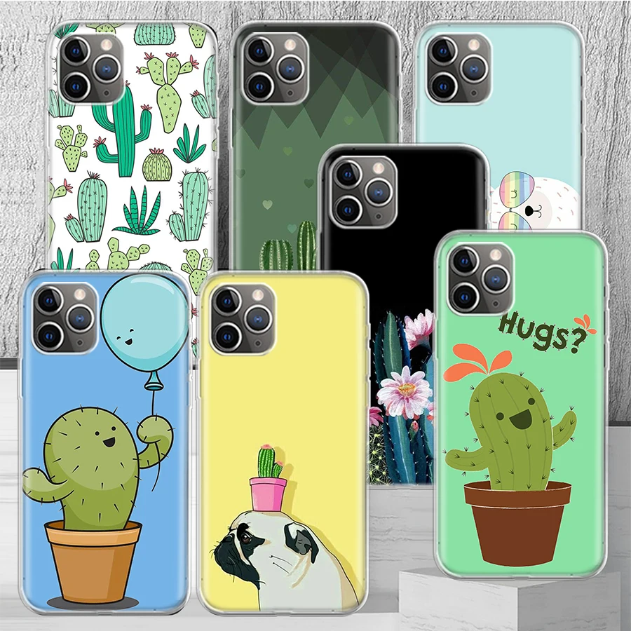 Винтажный чехол для телефона с изображением кактуса и цветов, чехол для iPhone 14, 13 Pro, 11, 15, Art 12 XR, X, XS, Max 7, 8, 6S Plus, SE, мягкий чехол с рисунком