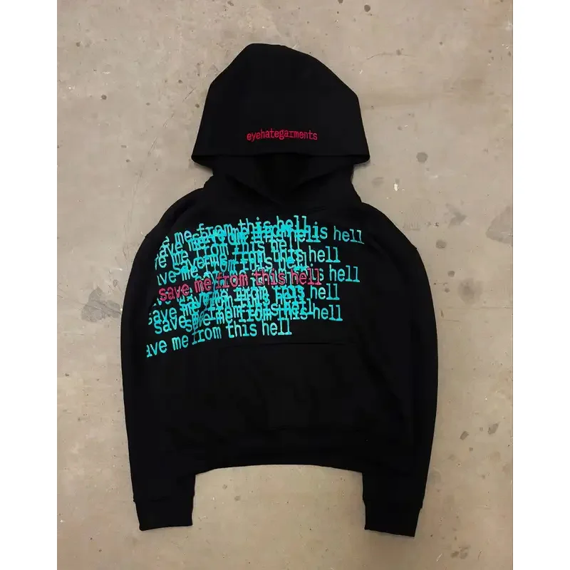

Fashionable Personality Y2k Punk Trend Couple Daily Pullovers Black Harajuku Loose Versatile Sweatshirts Retro Long-sleeves