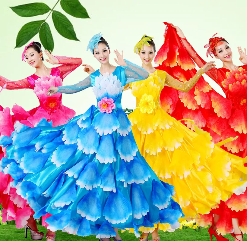 

Opening Dance Large Swing Skirt 2022 New Elegant Modern Stage Blooming Prosperity Dance Women Adult Petal Dance Costume