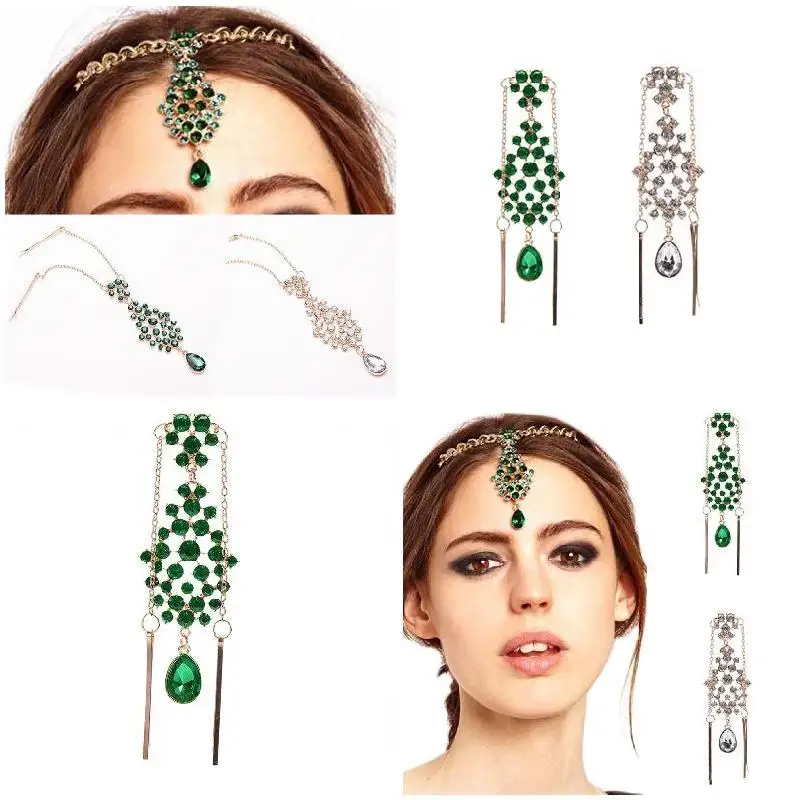 

Newly Fashion Women Crystal Flower Drop Forehead Head Hair Accessories Material Alloy Make You Charmer And Elegant
