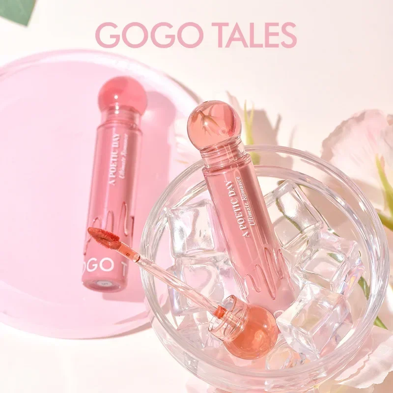 GOGO TALES - Kosmetik Pelembab Madu Cermin Air Glasir Bibir Refraktif Bola Merah Muda Kecil