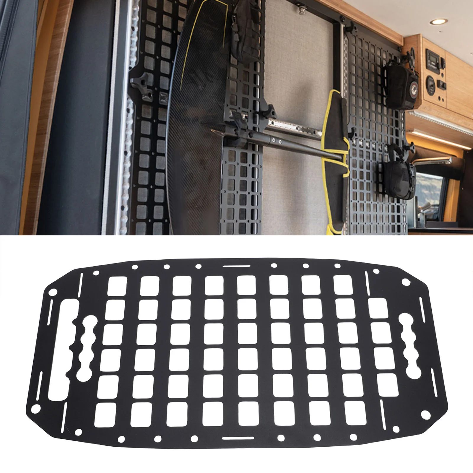 

Truck Bed Molle Panel Rack 21x10.7x0.1in Aluminum Use with L Track Molle Panel Organizer for Cars SUVs Pickup Van RVs