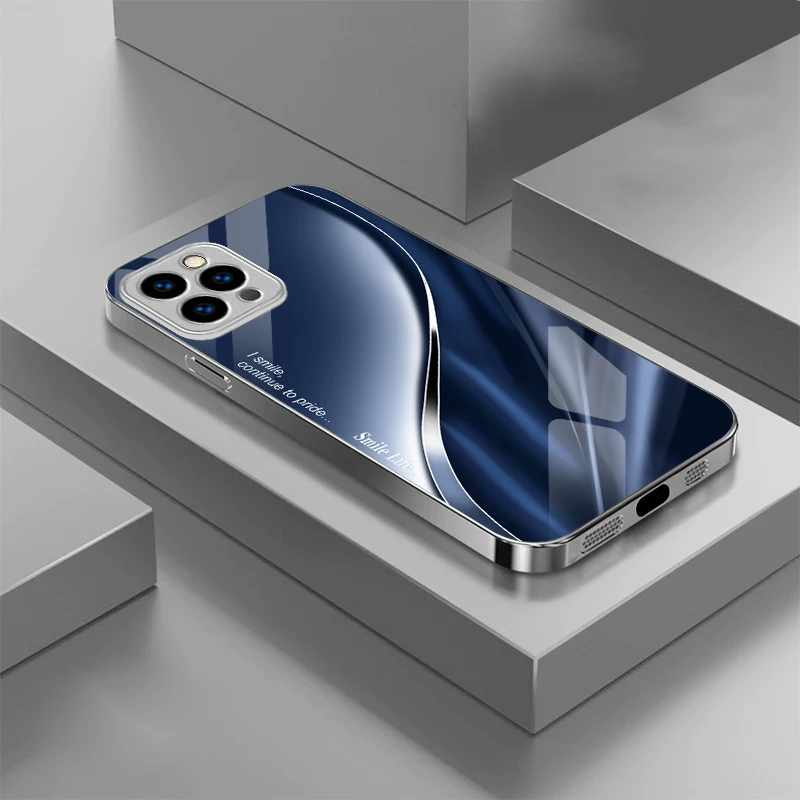 Adecuado para [iPhone 11 12 13 14 15 16 17 AIR Pro Max Plus Mini] nueva funda de teléfono de vidrio chapado, fundas protectoras