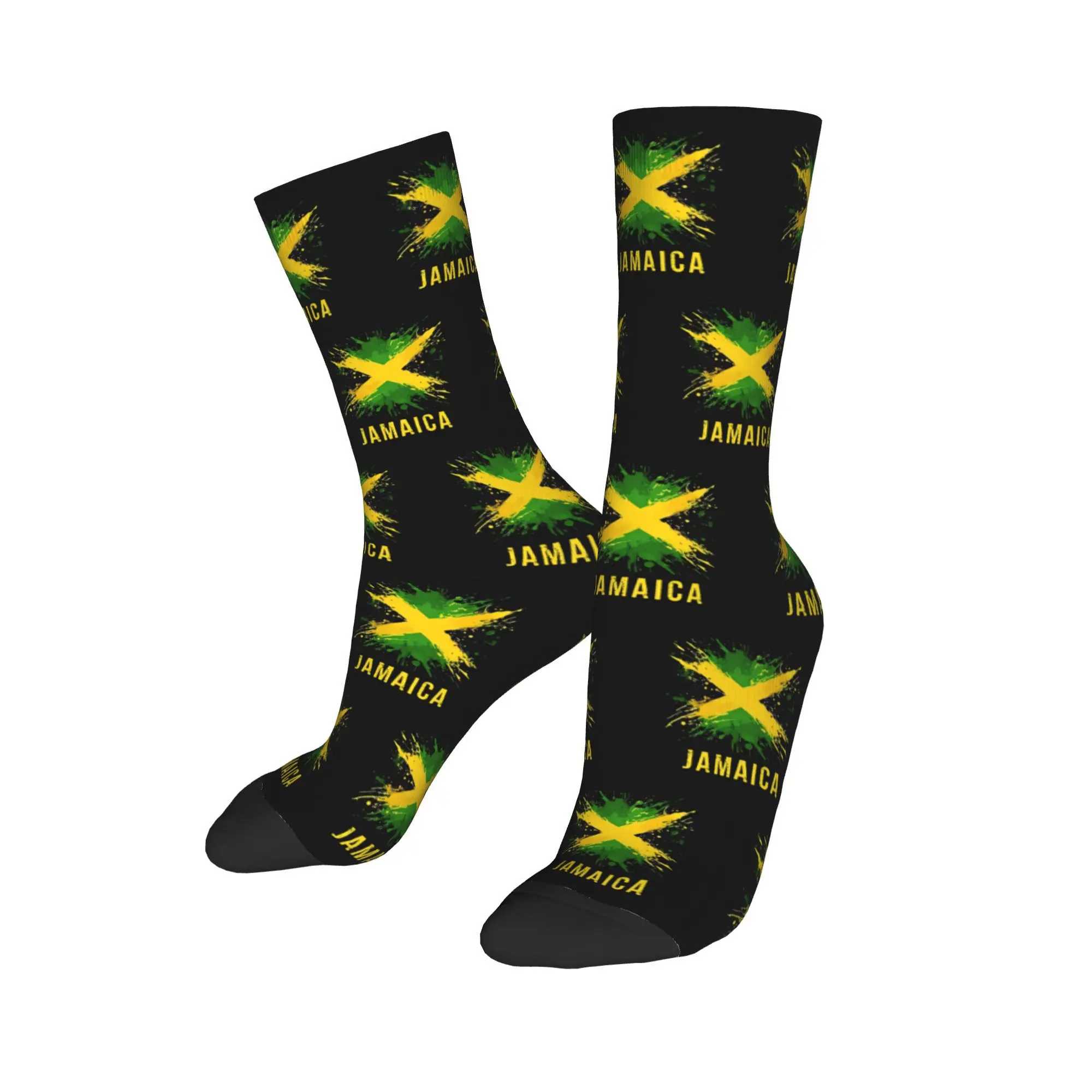 

Custom Jamaica Men Women Crew Socks Unisex Cool Classical Jamaican Flag Spring Summer Autumn Winter Dress Socks