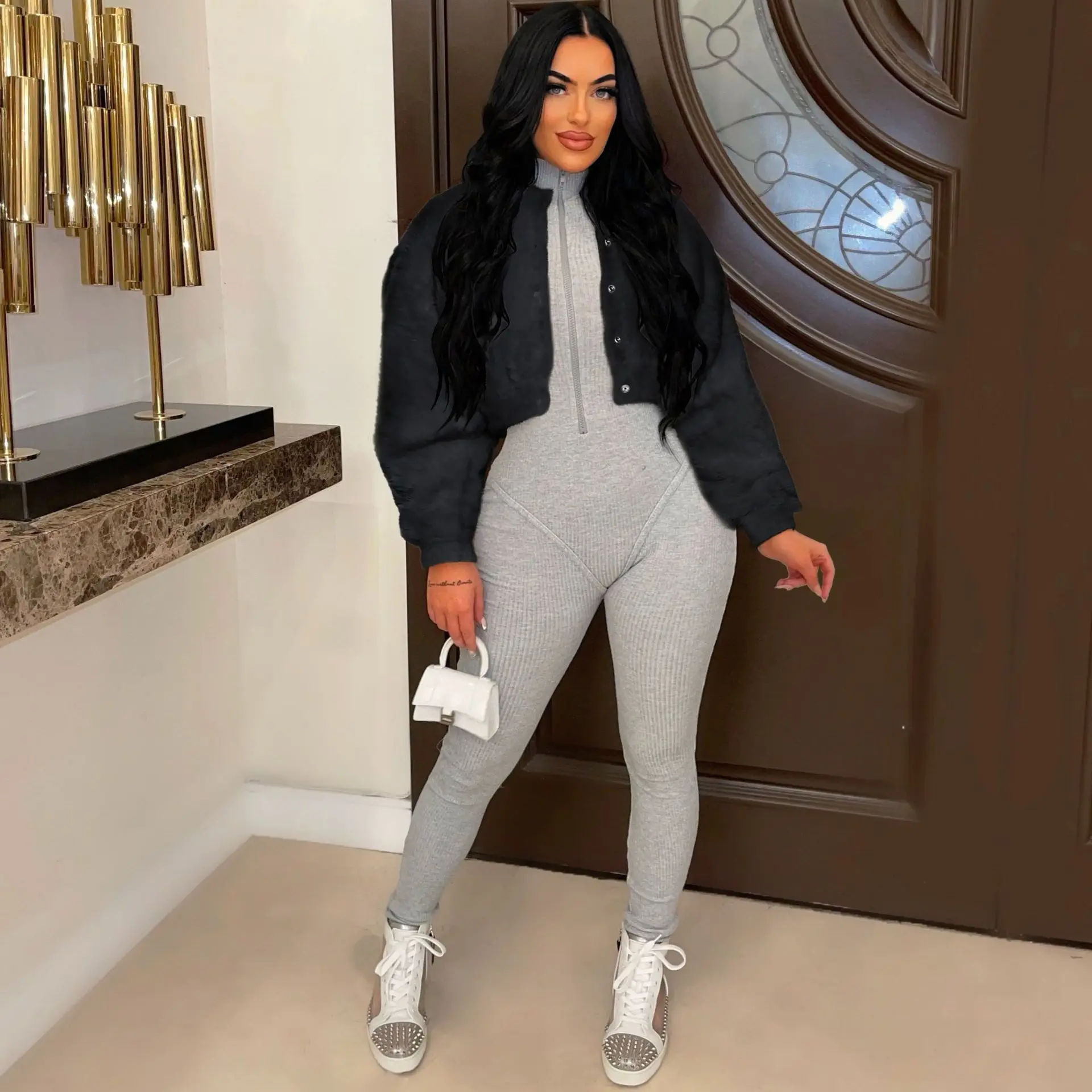 Faionable fourrure artificielle ort Jaet femmes décontracté ample manteau de fourrure de lapin automne hiver Thiened Long Sve couleur