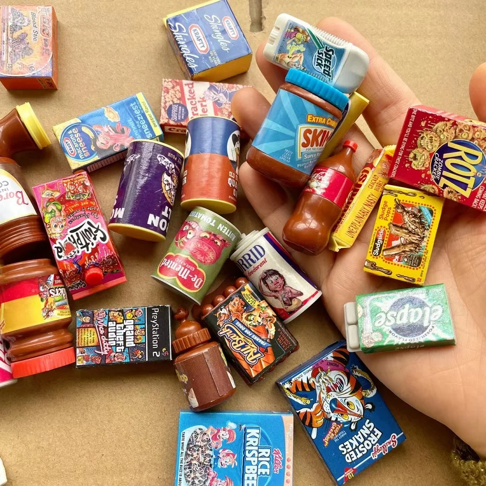 pacchetti stravaganti modello alimentare Mini marche mini bottiglie e lattine di merci in miniatura per supermercati una varietà di misti