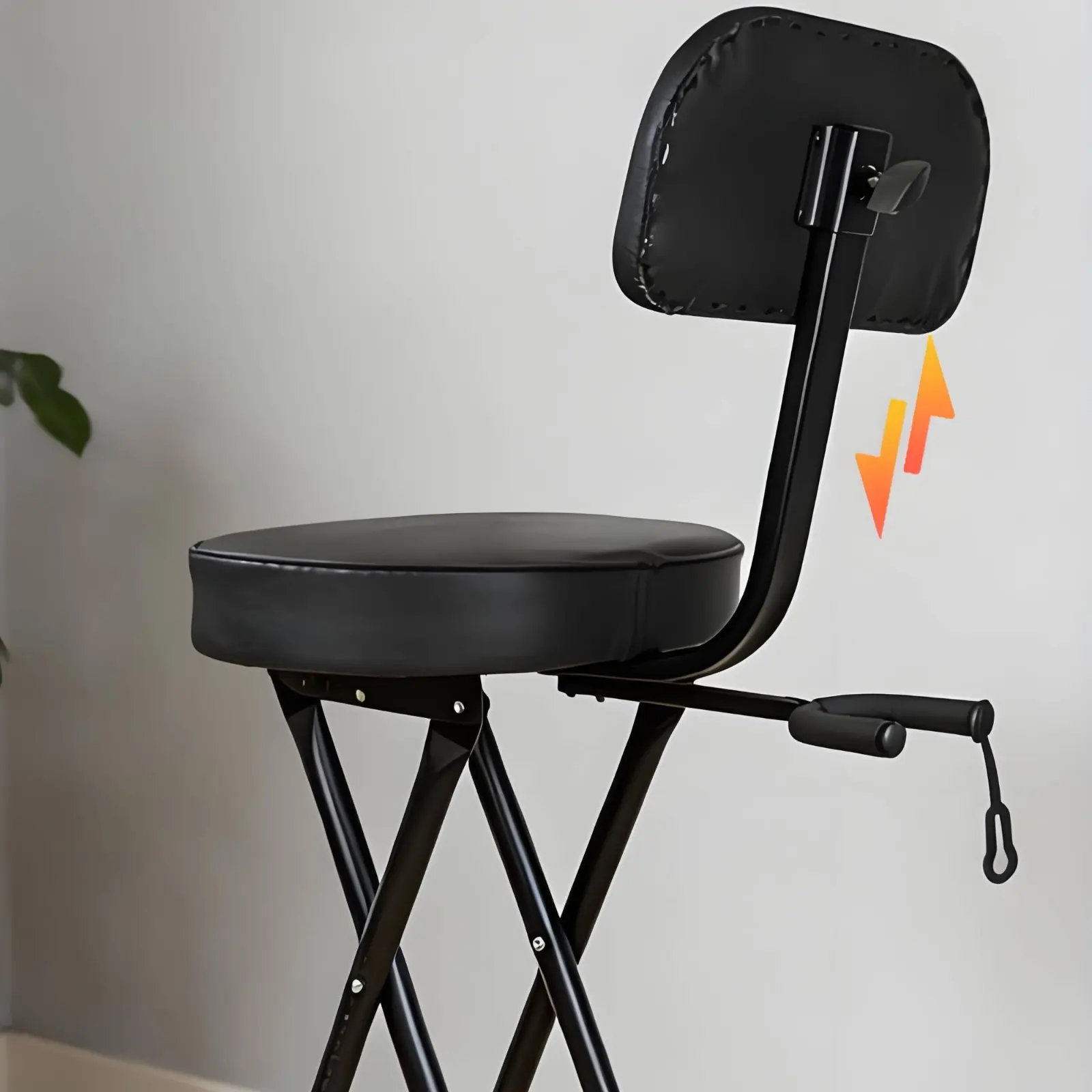 

Guitar Chair with Backrest Portable Folding Guitar Stool Folding Musician Chair Stable Metal Frame Music Accessory Adjustable