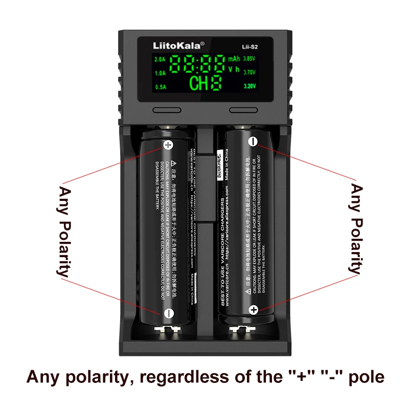 Liitokala Lii-S2 18650 Battery Charger 1.2V 3.7V 3.2V Li-ion / IMR/LiFePO4 26650 18350 21700 14500 NiMH/Cd AA, AAA