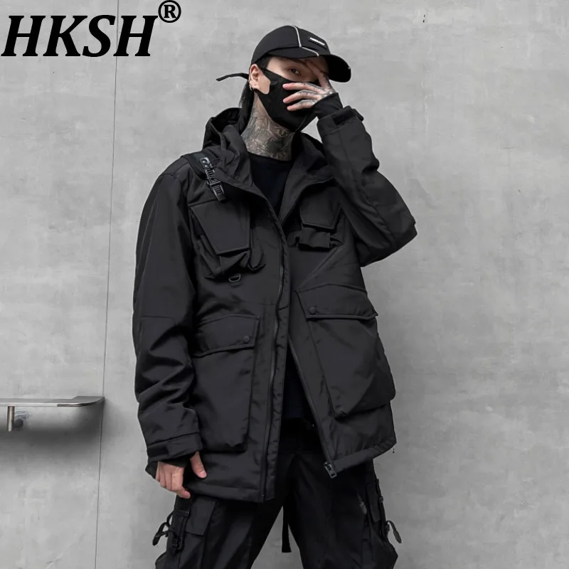 

Мужская демисезонная куртка HKSH: модная, свободная, в стиле панк-сафари, с капюшоном, для повседневного образа, HK20259