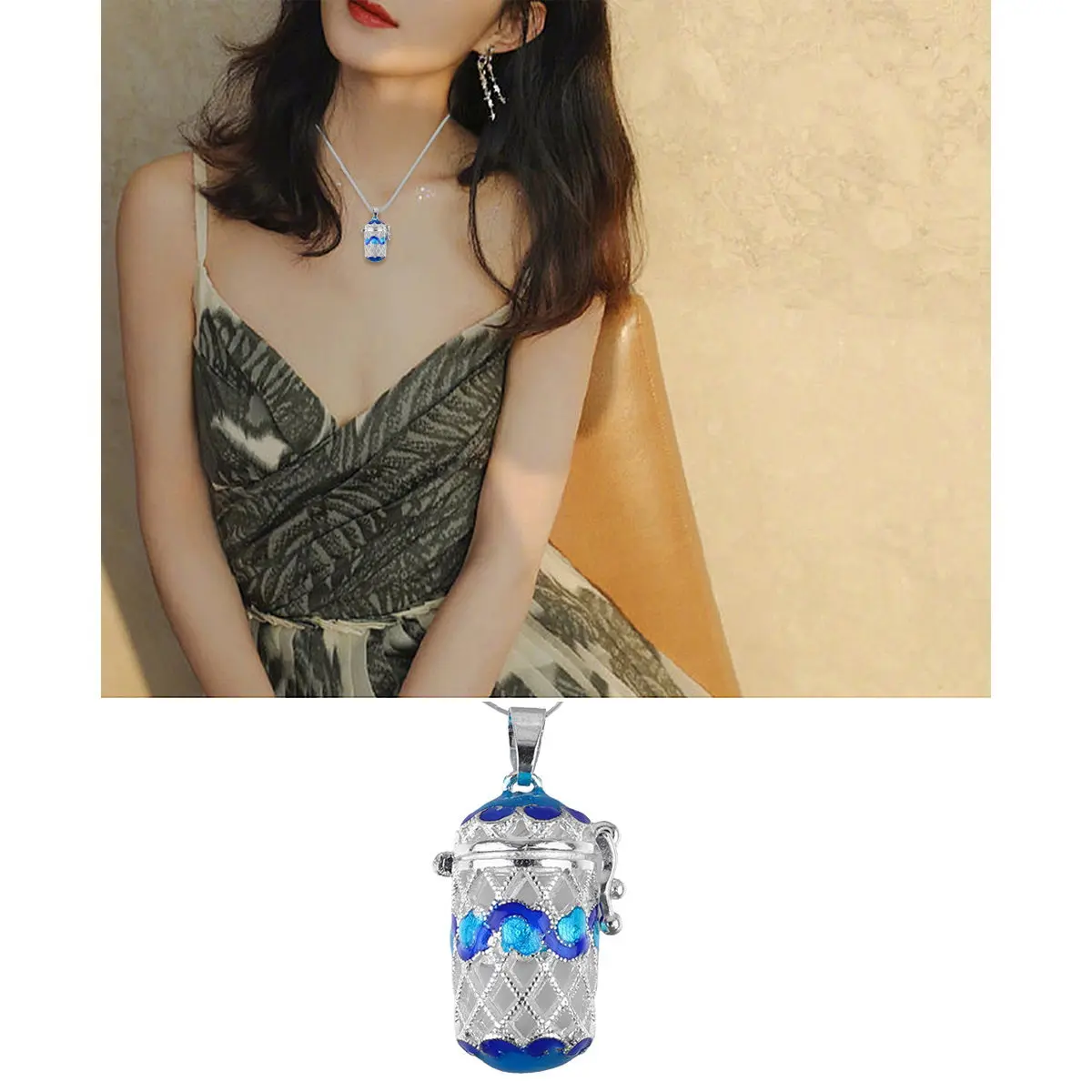 Copper Hollow Out Column Pendant Aromatherapy Perfume Ball Holder for DIY Necklace Diffuser Jewelry Gift for Mom Wife Girlfriend