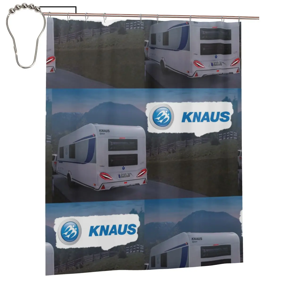 

Водонепроницаемая полиэстеровая занавеска для душа Knaus Caravan с крючками