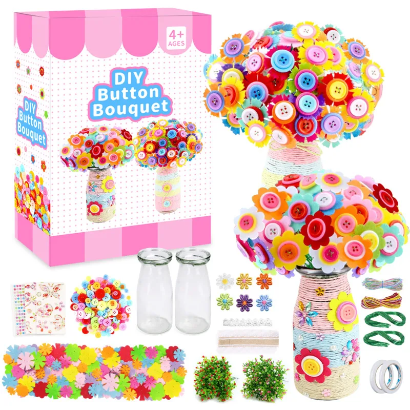 

Mixed Children's Puzzle Handmade DIY Making Material Non-woven Button Bouquet Kindergarten Package Teacher's Day Gift New