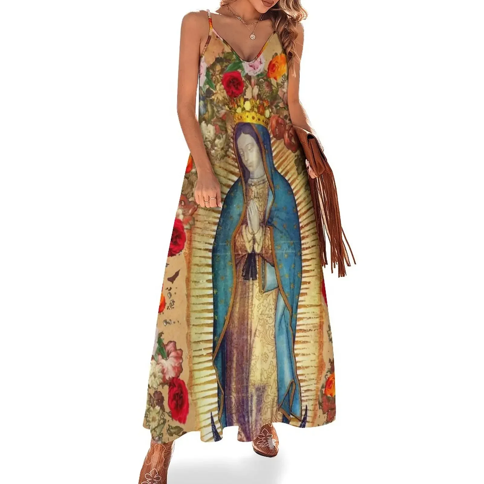 

Our Lady of Guadalupe Virgin Mary Catholic Mexico Sleeveless Dress Elegant gowns prom clothes women clothes Dress