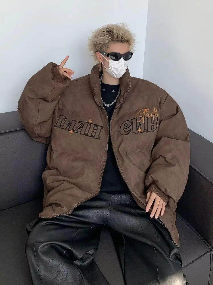 

Утепленная хлопковая куртка мужская зимняя, в американском ретро-стиле, с вышивкой букв, на хлопковом наполнителе, молодежная, повседневная, теплая