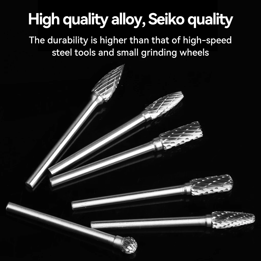 10 Pieces Grinding Rotary Burr File Metal Home Woodworking End Milling Slicer Hand Drill Engraving Tool Parts Dual