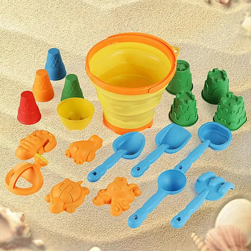 Ensemble de jouets de château de sable en forme d'animal, bac à sable, jouets de fosse de sable, jouets de plage, construire des châteaux de sable, vecdes piles, 20 pièces