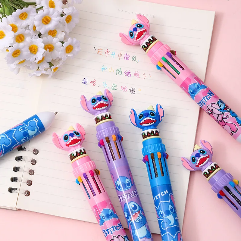 Lilo & Stitch Criativo Multi-Color Gel Pen, Caneta Estudantes, Material Escolar Infantil, Ponto Caneta Esferográfica, Ferramentas de escrita,