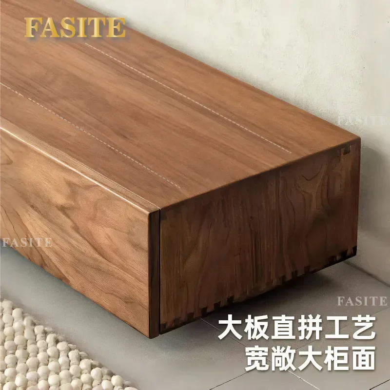 for North American Black Walnut TV Cabinet Simple Modern Nordic Solid Wood Living Room Bedroom Small Apartment TV Stand Combo
