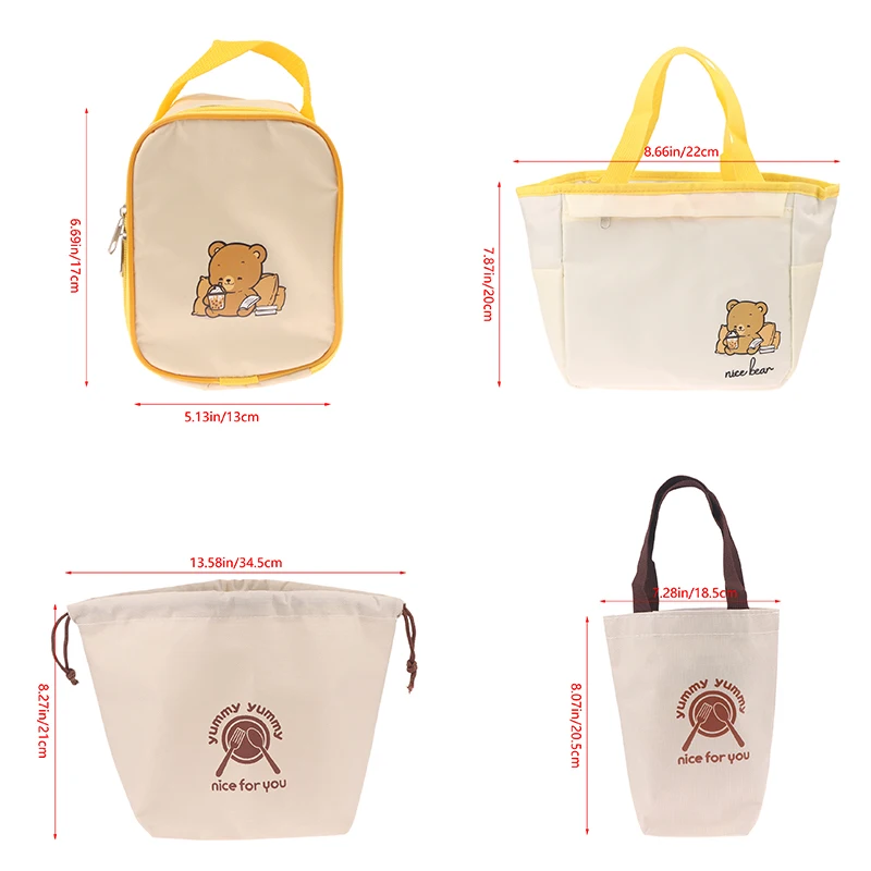 Portable Lunch Bag Food Thermal Box Bag Soup Cup Bag Lunch Box Insulated Bag Drawstring Bag Hand-Held Cup Bag