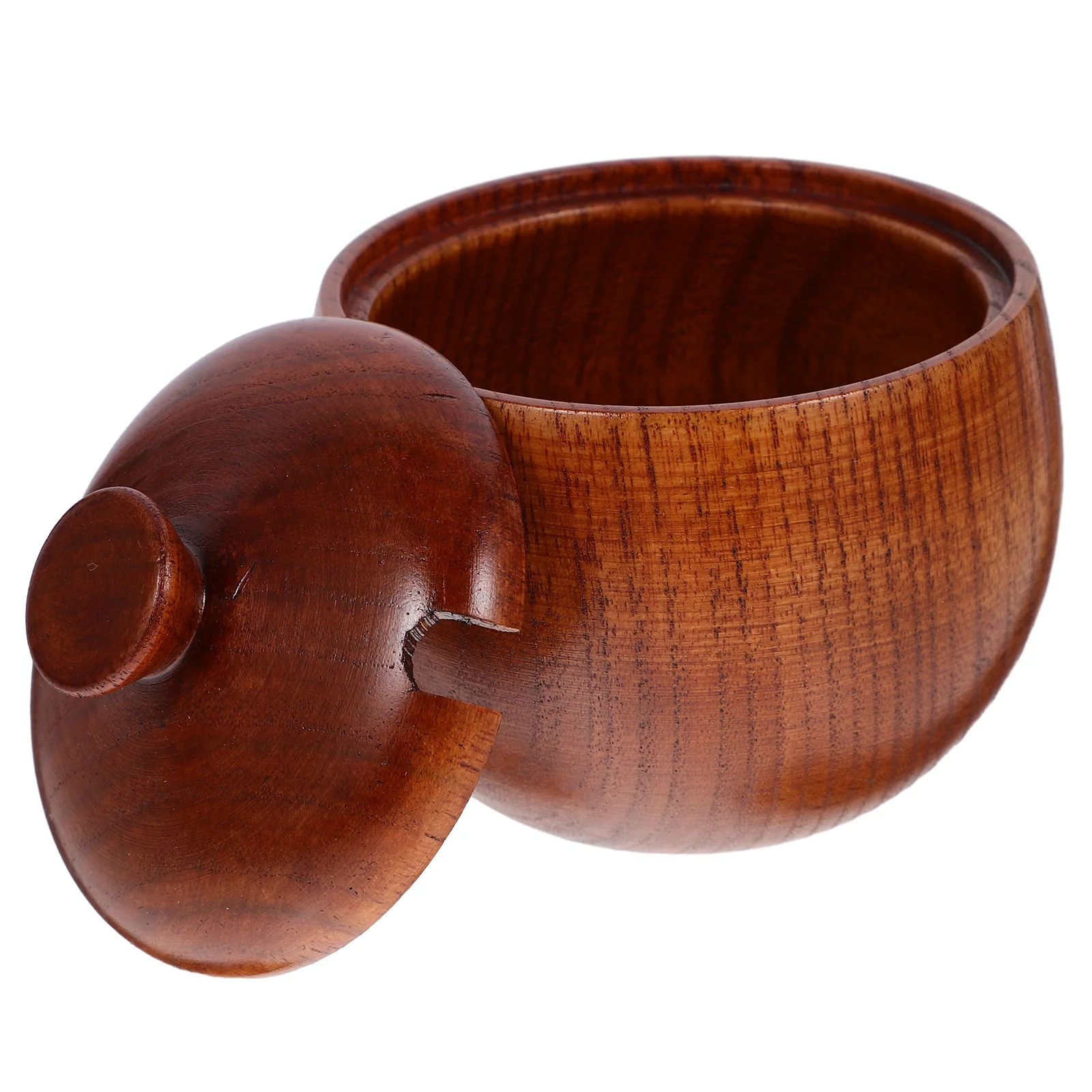 

1Pcs Wooden Seasoning Bowl for Kids Rice Storage Smooth Natural Grain Food Container with Lid Household Serving Bowl