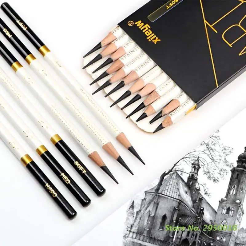 

12Pieces Sketch Pencils Charcoal Pencil Premium Pencil Lead Anti-break for Kid Beginner Sketching Illustrations