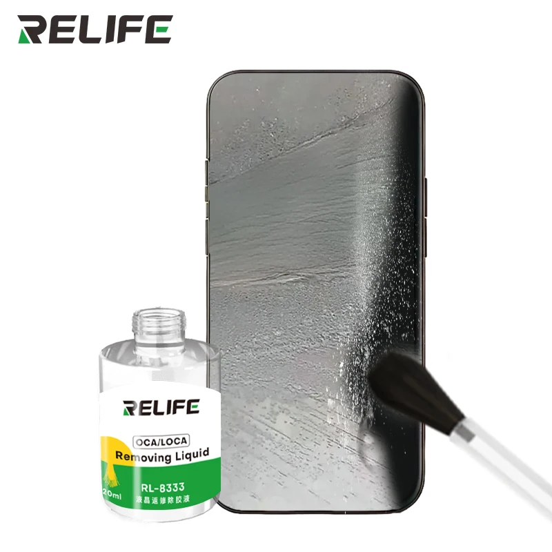 

RELIFE RL-8333 LCD Adhesive Remover Liquid 40G for Phone Motherboard Repair Safe Non-Corrosive Glue Dissolver with Brush Tool