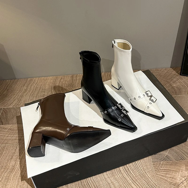 Ankle High Heels Women Chelsea Boots Sexy Pointed Toe Designer Shoes New Brand Winter 2024 Shoes Dress Gladiator Lady Chaussures