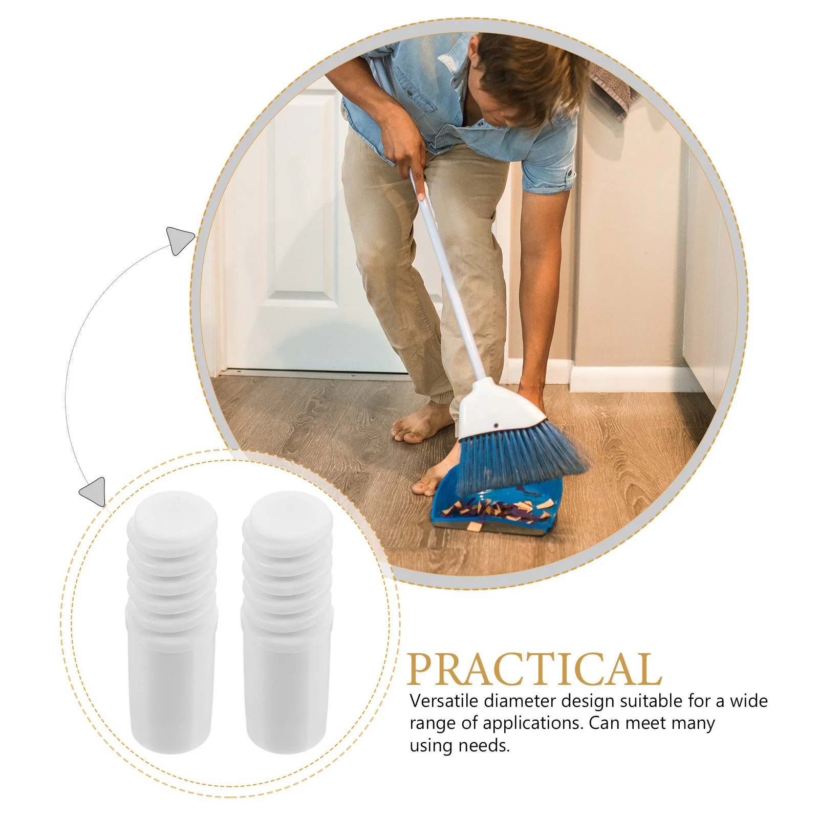 

2Pcs Threaded Connector Plastic Broom Handle Tips Extension Pole Adapter Replacement Threaded Ends Handle Tips for Poles