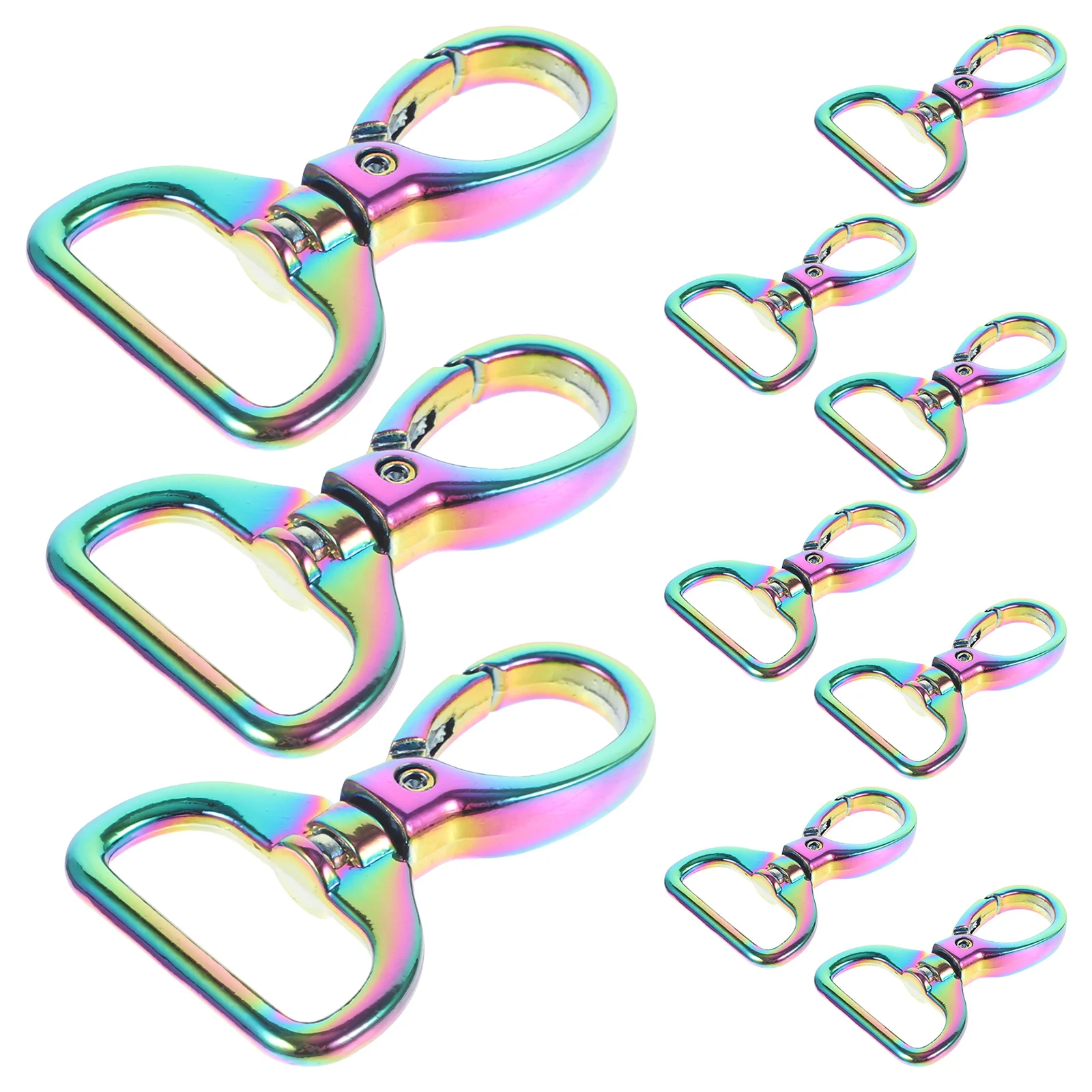 

10pcs Diy Keychain Buckles Metal D Ring Swivel Key Ring Clips Adjustable Strap Hardware For Crafts Purse Keyrings
