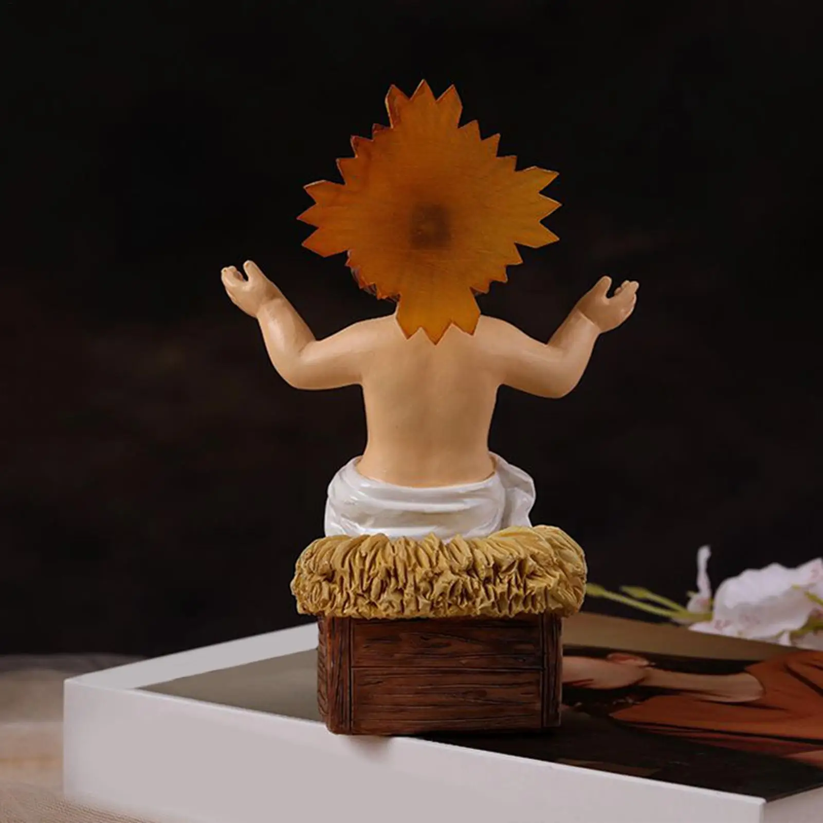 Figuras de Jesús, pequeñas figuras luminosas, Natividad con luz, figuras de mesa cristianas coleccionables para decoración de Natividad
