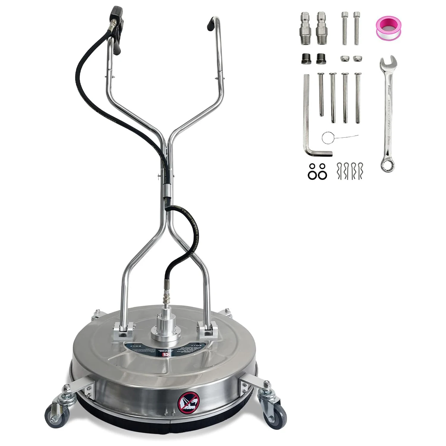 

20" Pressure Washer Surface Cleaner, Stainless Steel Power Wash Surface Washer with Dual Handle & 4 Wheels, 4600 PSI Pressure