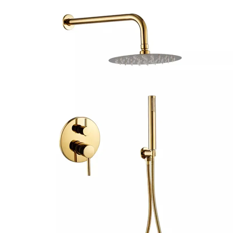 

'Deao Best Price Golden High Quality Black Color In Wall Mounted 8'' Head Mixer Square Bathroom Set Gold Shower And Bath Faucet